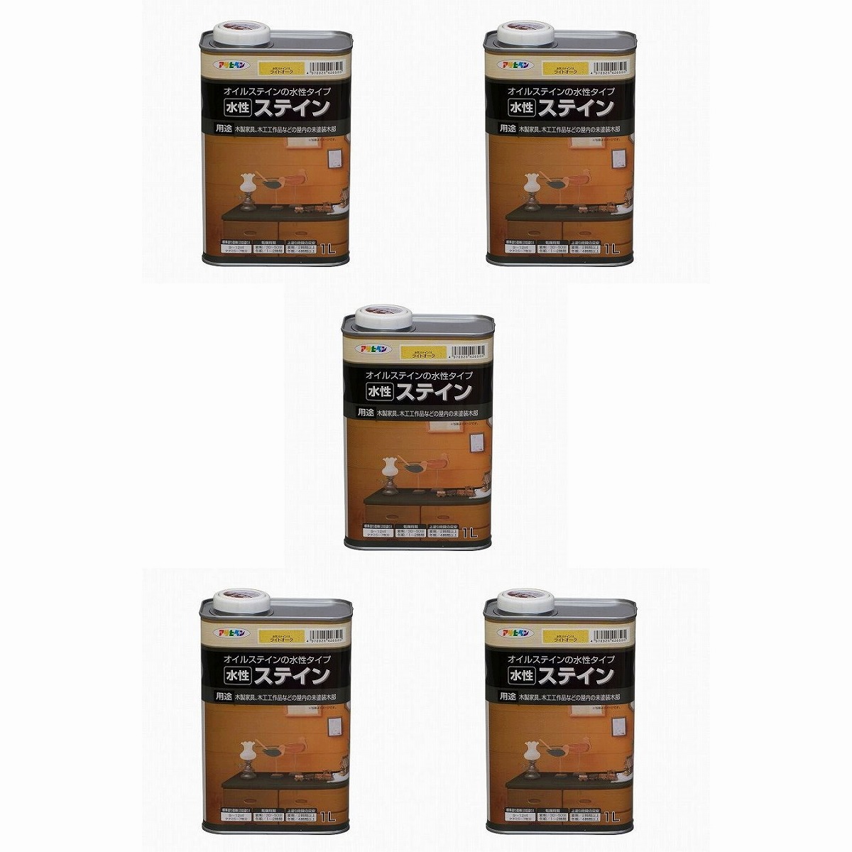 アサヒペン 水性ステイン １Ｌ ライトオーク 5缶セット｜buckteeth shop 店