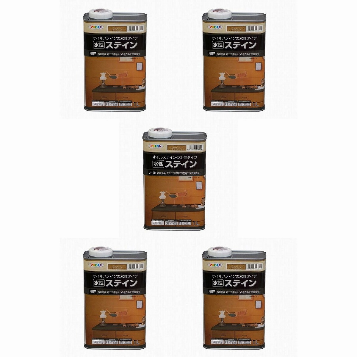 アサヒペン 水性ステイン 1L ダークオーク 5缶セット|buckteeth shop 店