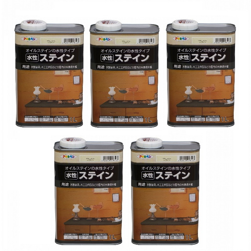 アサヒペン 水性ステイン 1L ホワイト 5缶セット|buckteeth shop 店
