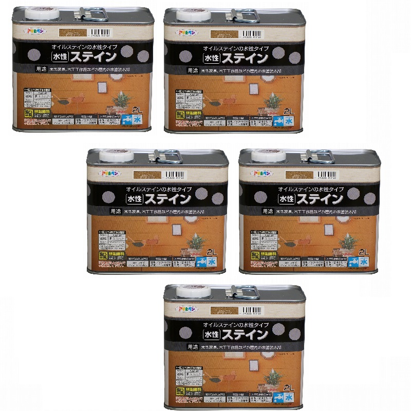 アサヒペン 水性ステイン 2L ダークオーク 5缶セット|buckteeth shop 店