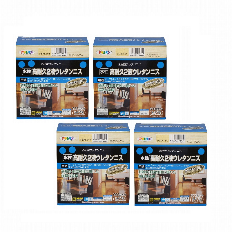 アサヒペン 水性２液ウレタンニス ６００Ｇセット ツヤ消しクリヤ 4缶セット｜buckteeth shop 店 12,855円