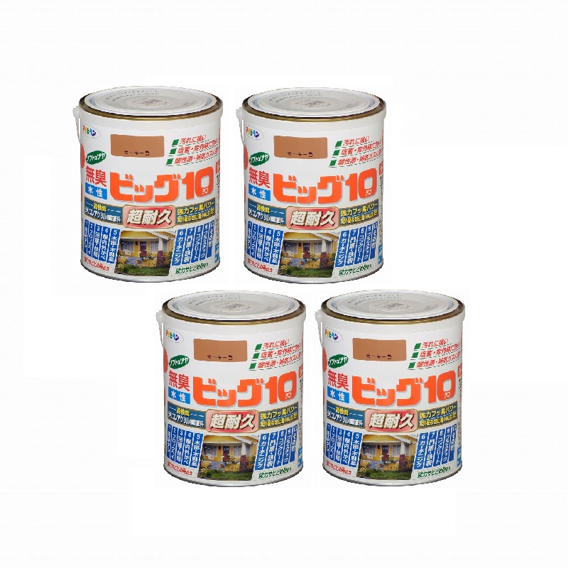 アサヒペン 水性ビッグ１０多用途 １．６Ｌ ２３２カーキー色 4缶セット｜buckteeth shop 店