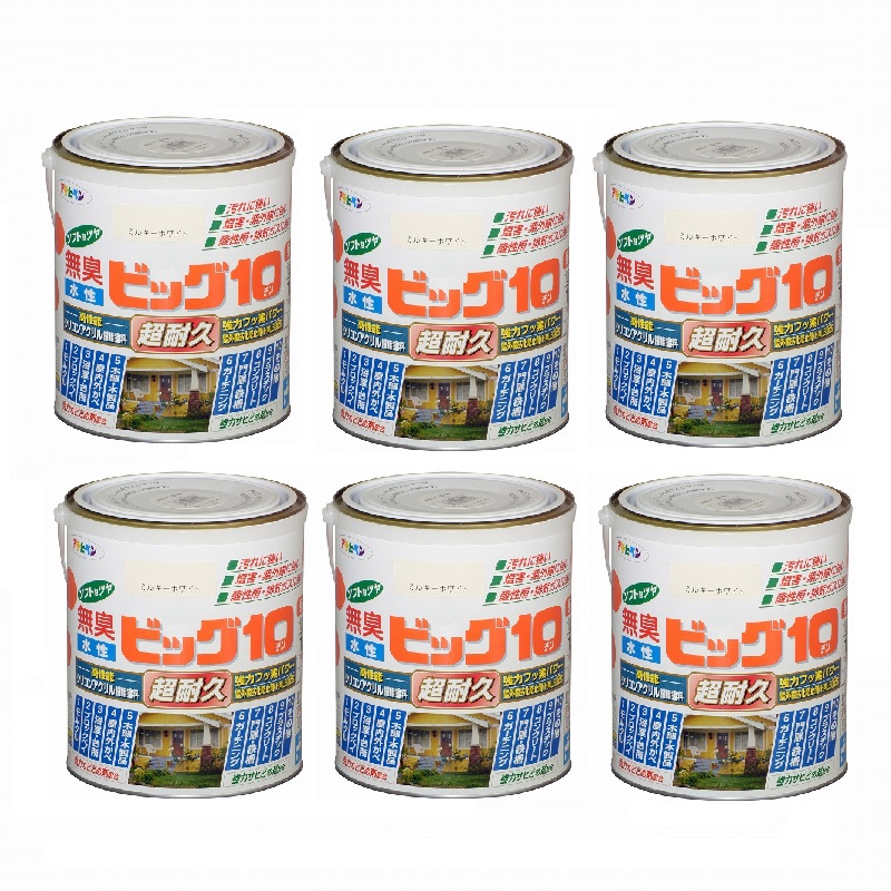 アサヒペン 水性ビッグ１０多用途 １．６Ｌ ２１９ミルキーホワイト 6缶セット