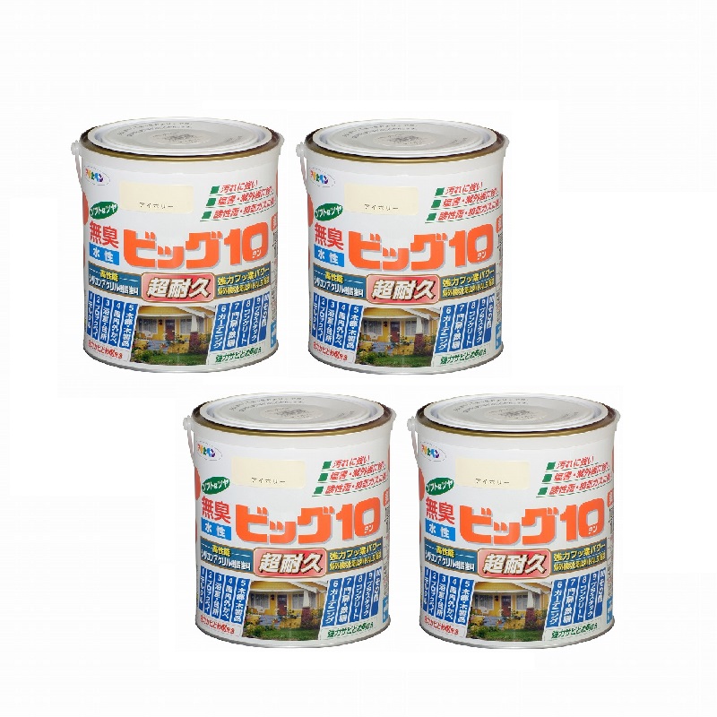 アサヒペン 水性ビッグ１０多用途 １．６Ｌ ２１２アイボリー 4缶セット｜buckteeth shop 店 12,944円