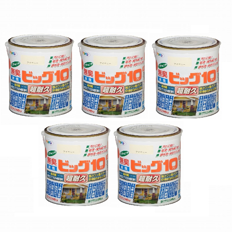 アサヒペン 水性ビッグ10多用途 1.6L 212アイボリー 5缶セット|buckteeth shop 店