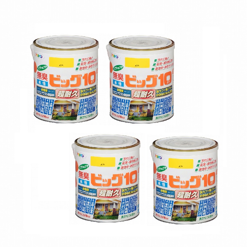 アサヒペン 水性ビッグ１０多用途 １．６Ｌ ２０２黄色 4缶セット｜buckteeth shop 店 14,038円