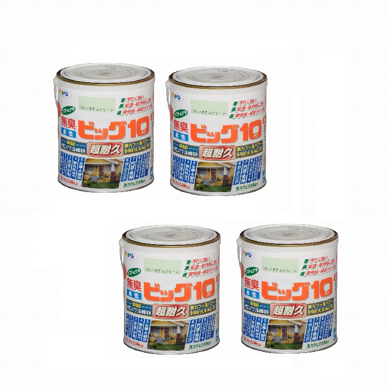 アサヒペン 水性ビッグ１０多用途 １．６Ｌ ２１３パステルグリーン 4缶セット｜buckteeth shop 店