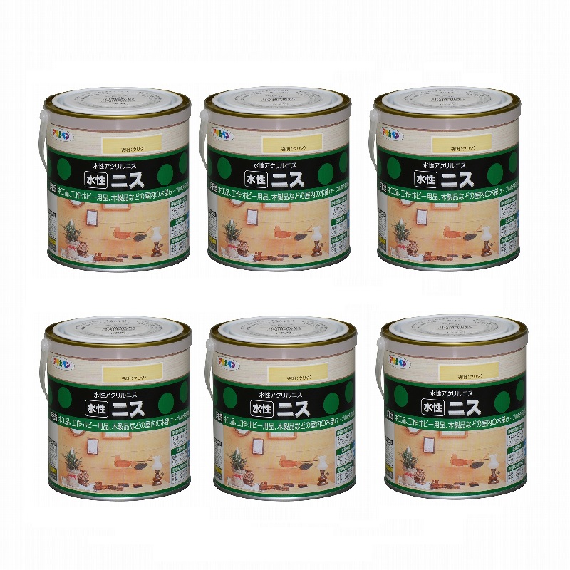 アサヒペン 水性ニス 0.7L 透明(クリヤ) 6缶セット|buckteeth shop 店