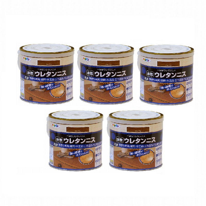 アサヒペン 水性ウレタンニス ０．７Ｌ メープル 5缶セット