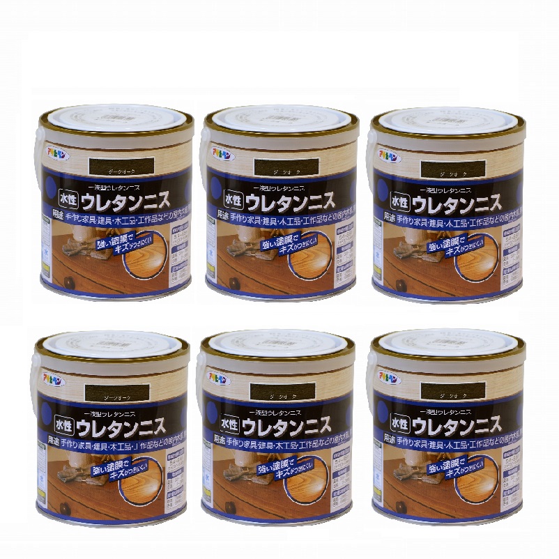 アサヒペン 水性ウレタンニス 0.7L ダークオーク 6缶セット|buckteeth shop 店
