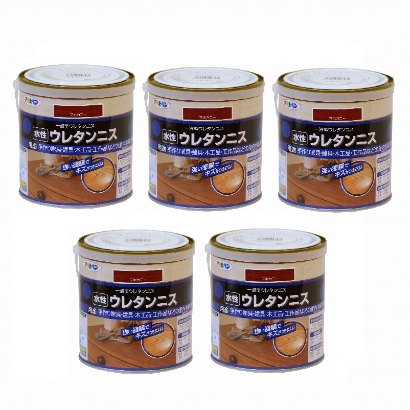 アサヒペン 水性ウレタンニス ０．７Ｌ マホガニー 5缶セット