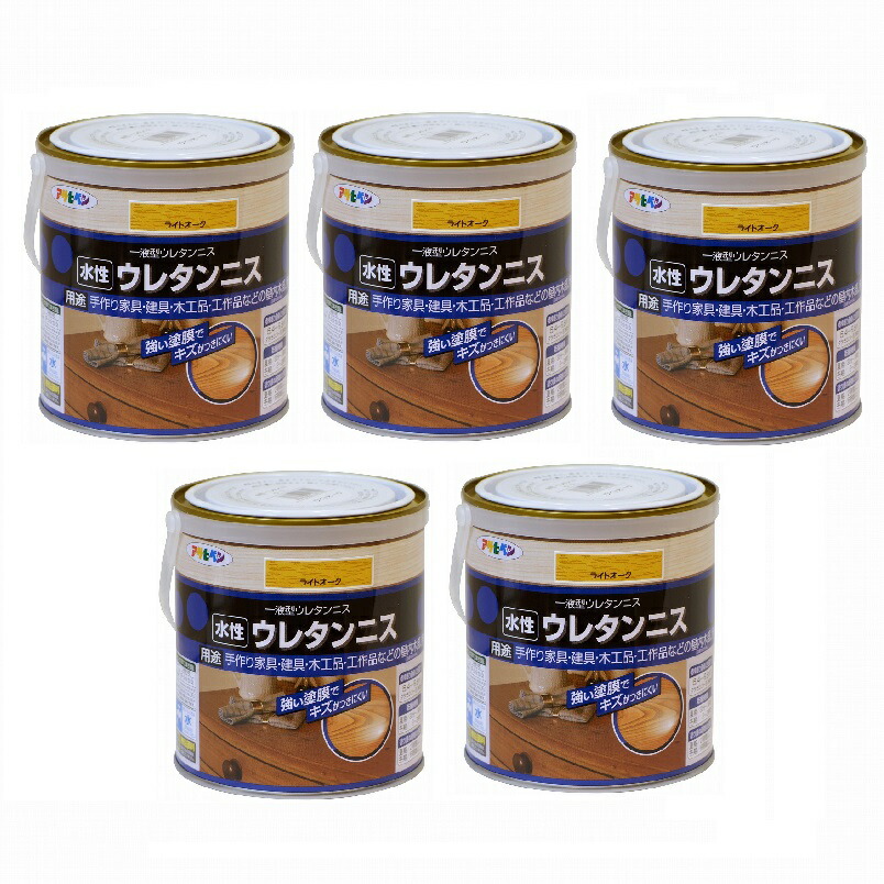 アサヒペン 水性ウレタンニス ０．７Ｌ ライトオーク 5缶セット