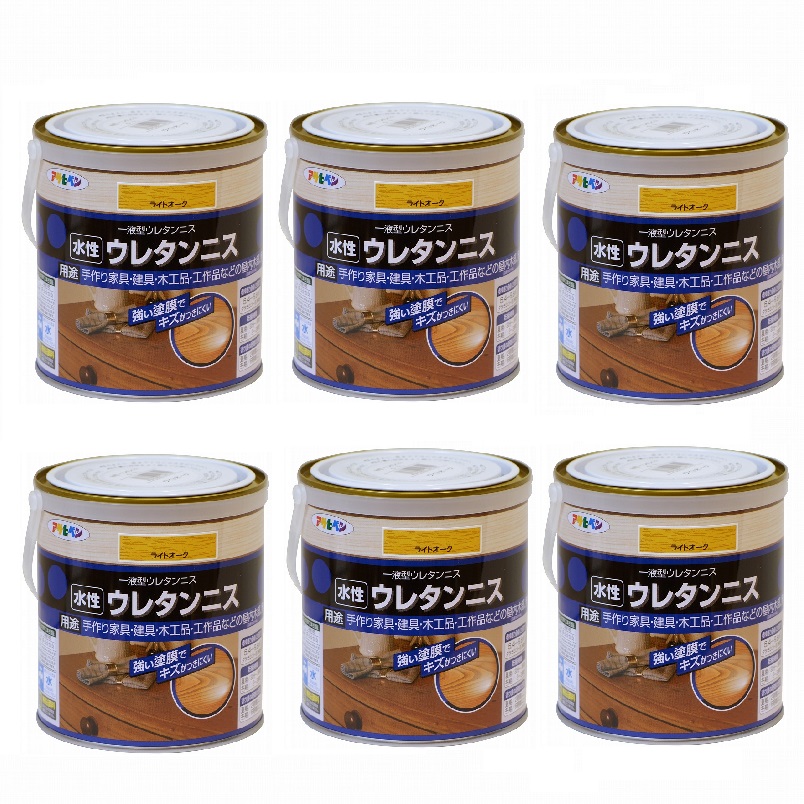 アサヒペン 水性ウレタンニス ０．７Ｌ ライトオーク 6缶セット