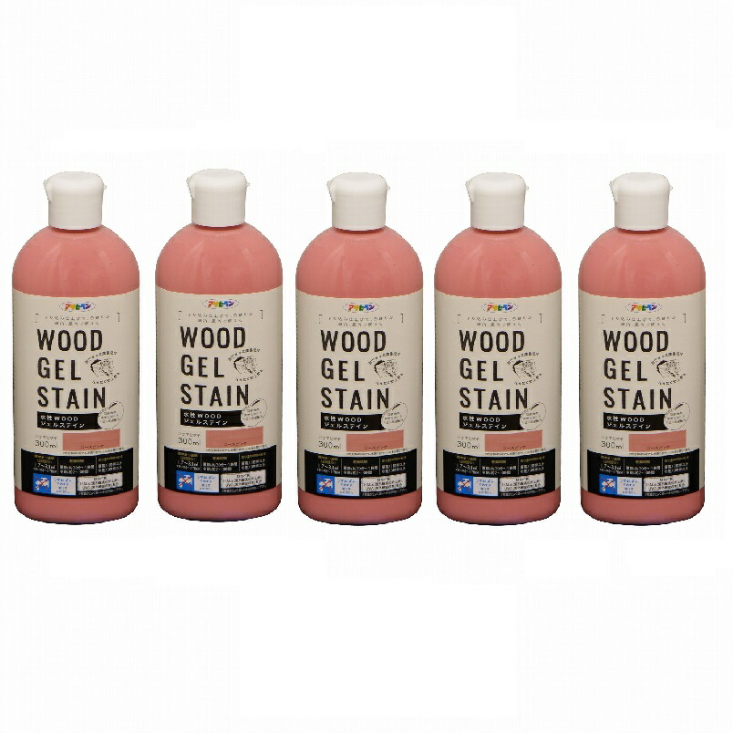 アサヒペン 水性ＷＯＯＤジェルステイン ３００ＭＬ ローズピンク 5缶セット