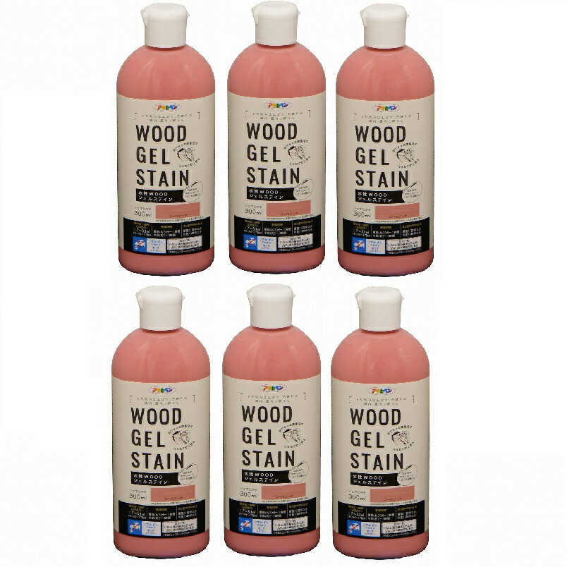 アサヒペン 水性ＷＯＯＤジェルステイン ３００ＭＬ ローズピンク 6缶セット