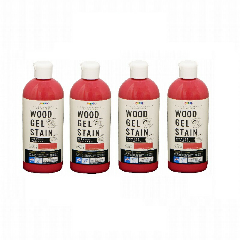 アサヒペン 水性ＷＯＯＤジェルステイン ３００ＭＬ ストロベリーレッド 4缶セット