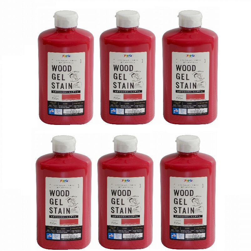アサヒペン 水性ＷＯＯＤジェルステイン ７００ＭＬ ストロベリーレッド 6缶セット