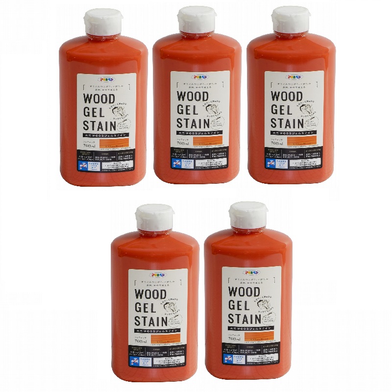 アサヒペン 水性WOODジェルステイン 700ML キャロットオレンジ 5缶セット|buckteeth shop 店