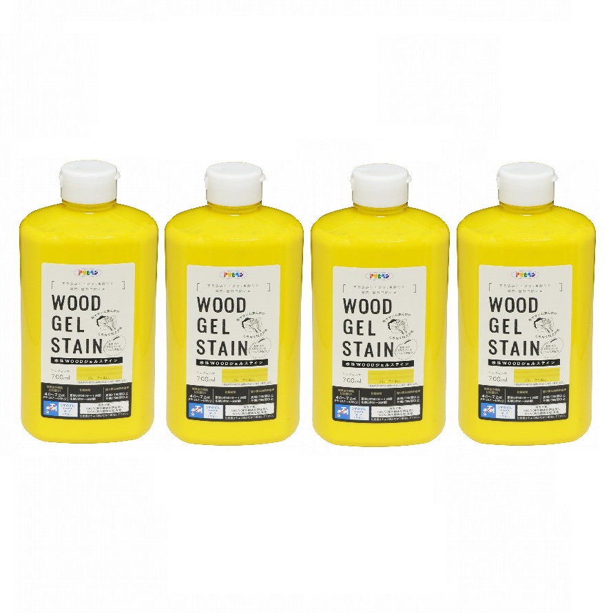 アサヒペン 水性ＷＯＯＤジェルステイン ７００ＭＬ グレープイエロー 4缶セット｜buckteeth shop 店