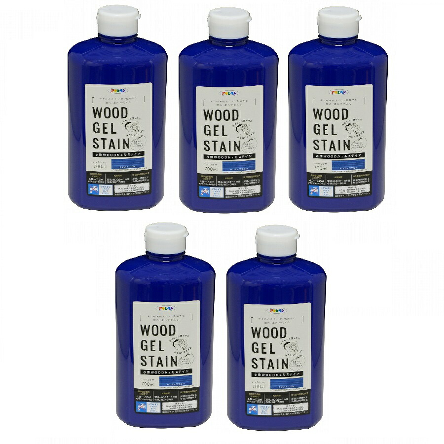 アサヒペン 水性WOODジェルステイン 700ML インディゴブルー 5缶セット|buckteeth shop 店