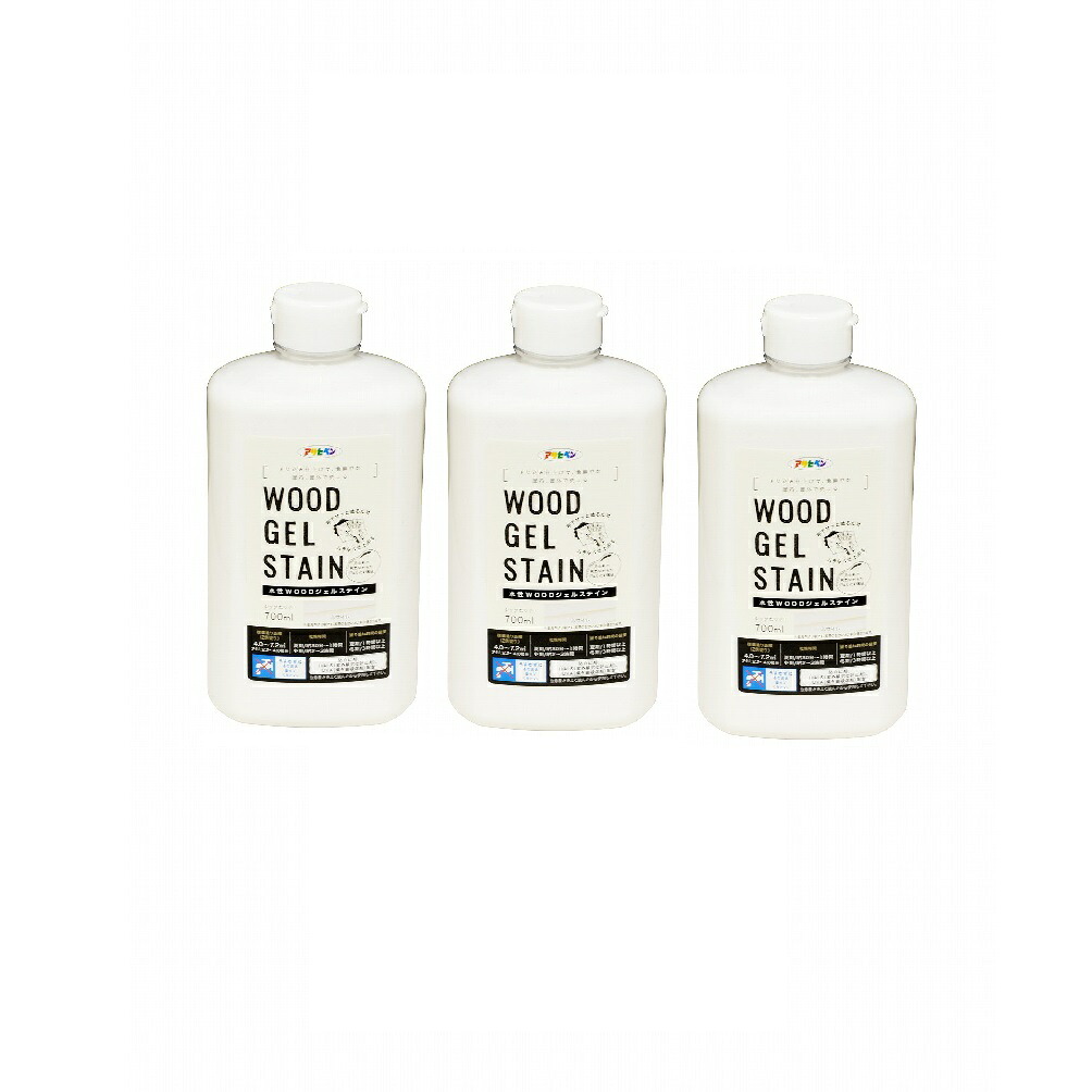 アサヒペン 水性ＷＯＯＤジェルステイン ７００ＭＬ ホワイト 3缶セット｜buckteeth shop 店