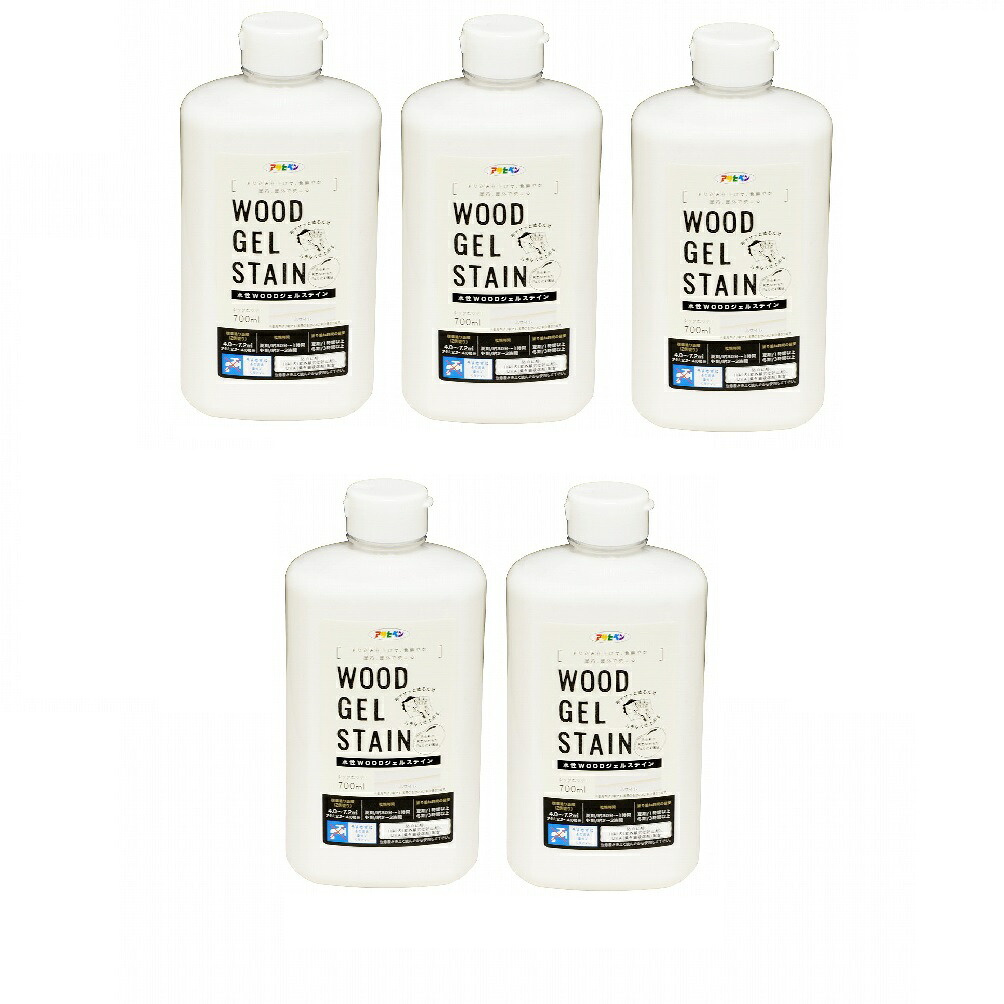 アサヒペン 水性WOODジェルステイン 700ML ホワイト 5缶セット|buckteeth shop 店