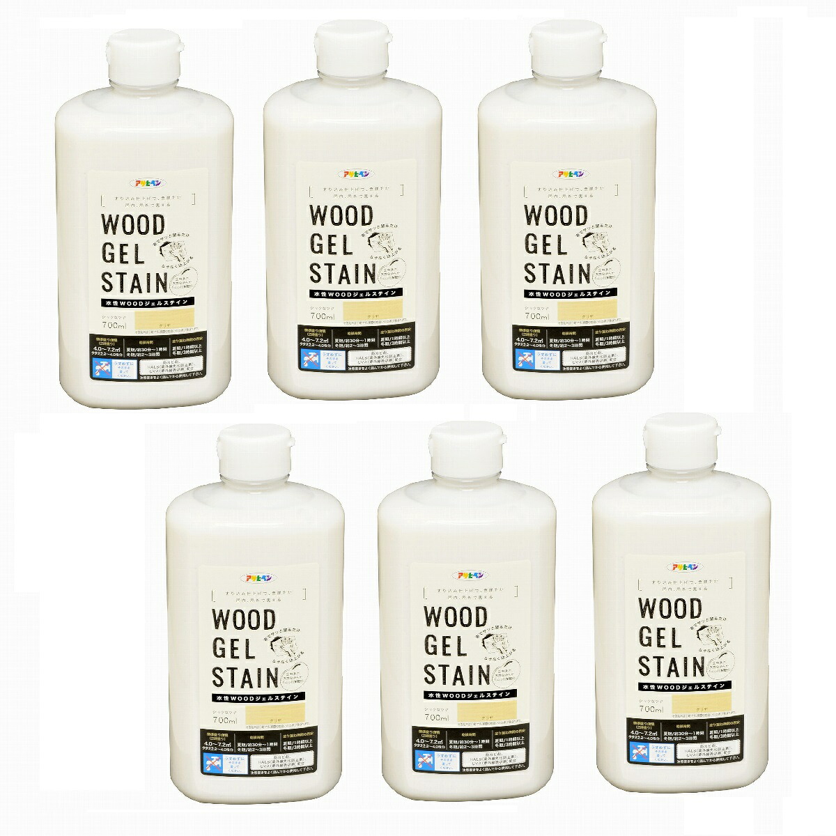 アサヒペン 水性ＷＯＯＤジェルステイン ７００ＭＬ クリヤ 6缶セット｜buckteeth shop 店