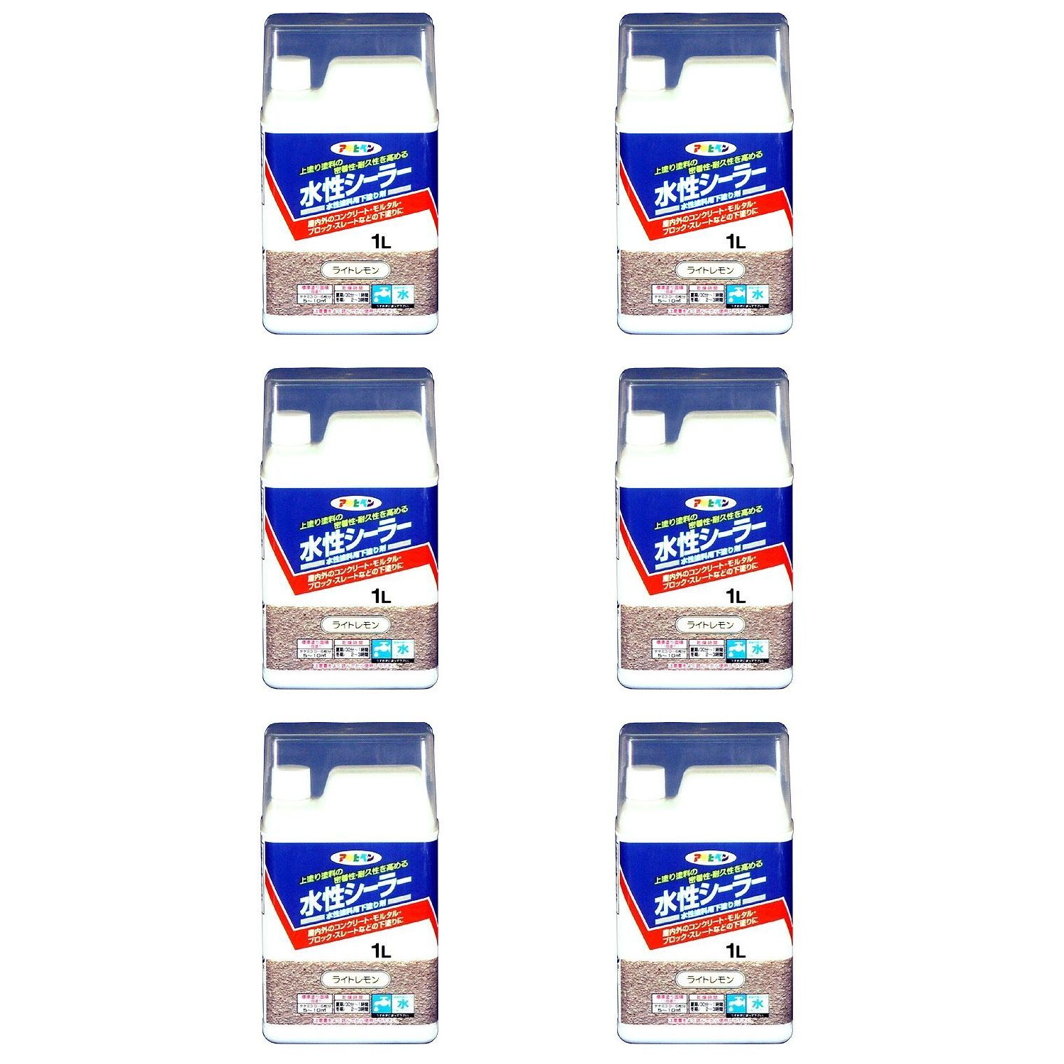 アサヒペン 水性シーラー １Ｌ ライトレモン 6缶セット