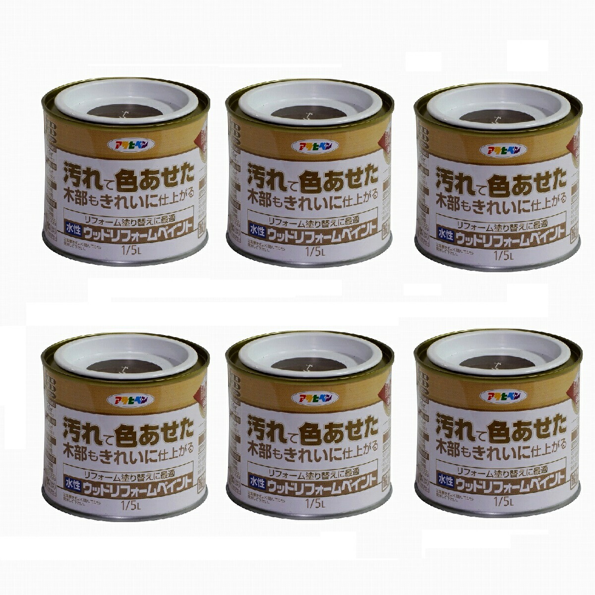 アサヒペン 水性ウッドリフォームペイント 1/5L チーク 6缶セット