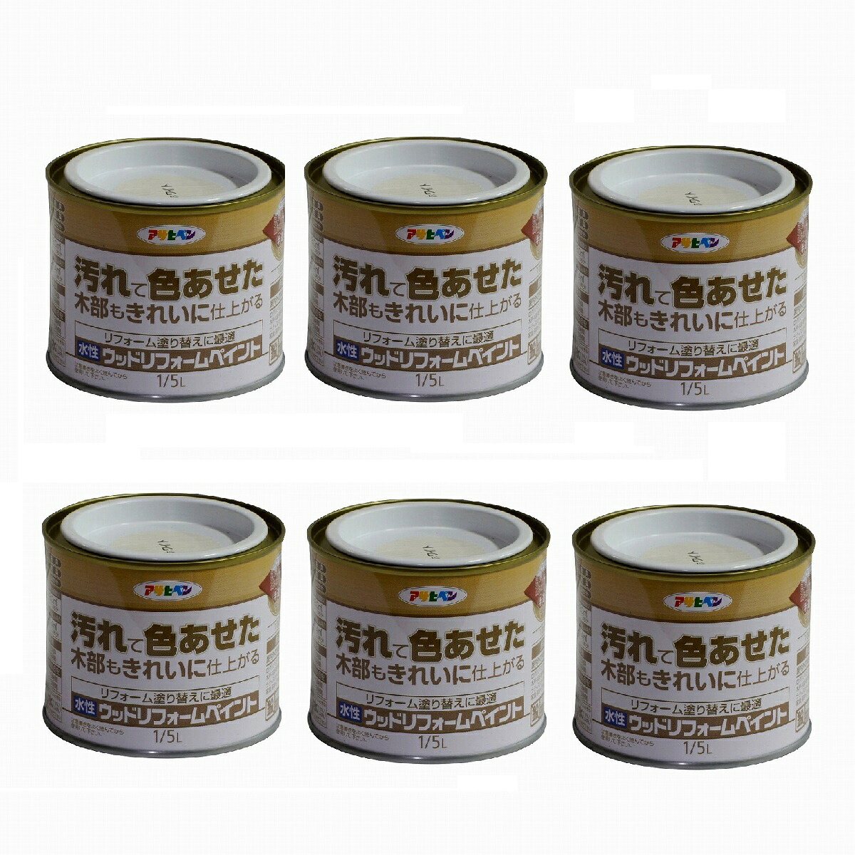 アサヒペン 水性ウッドリフォームペイント １／５Ｌ ホワイト 6缶セット