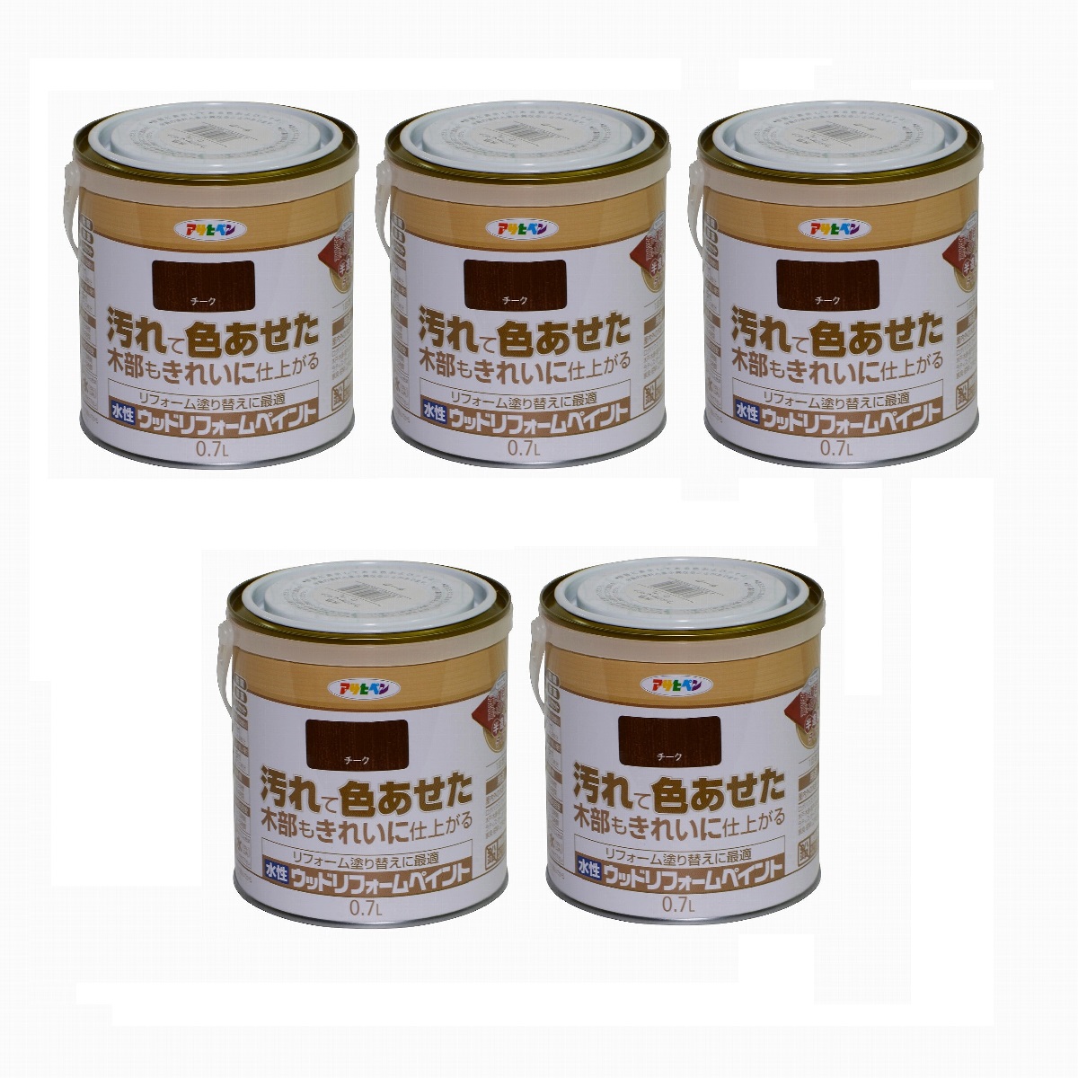 アサヒペン　水性ウッドリフォームペイント　０．７Ｌ　チーク 5缶セット｜buckteeth shop 店 9,177円
