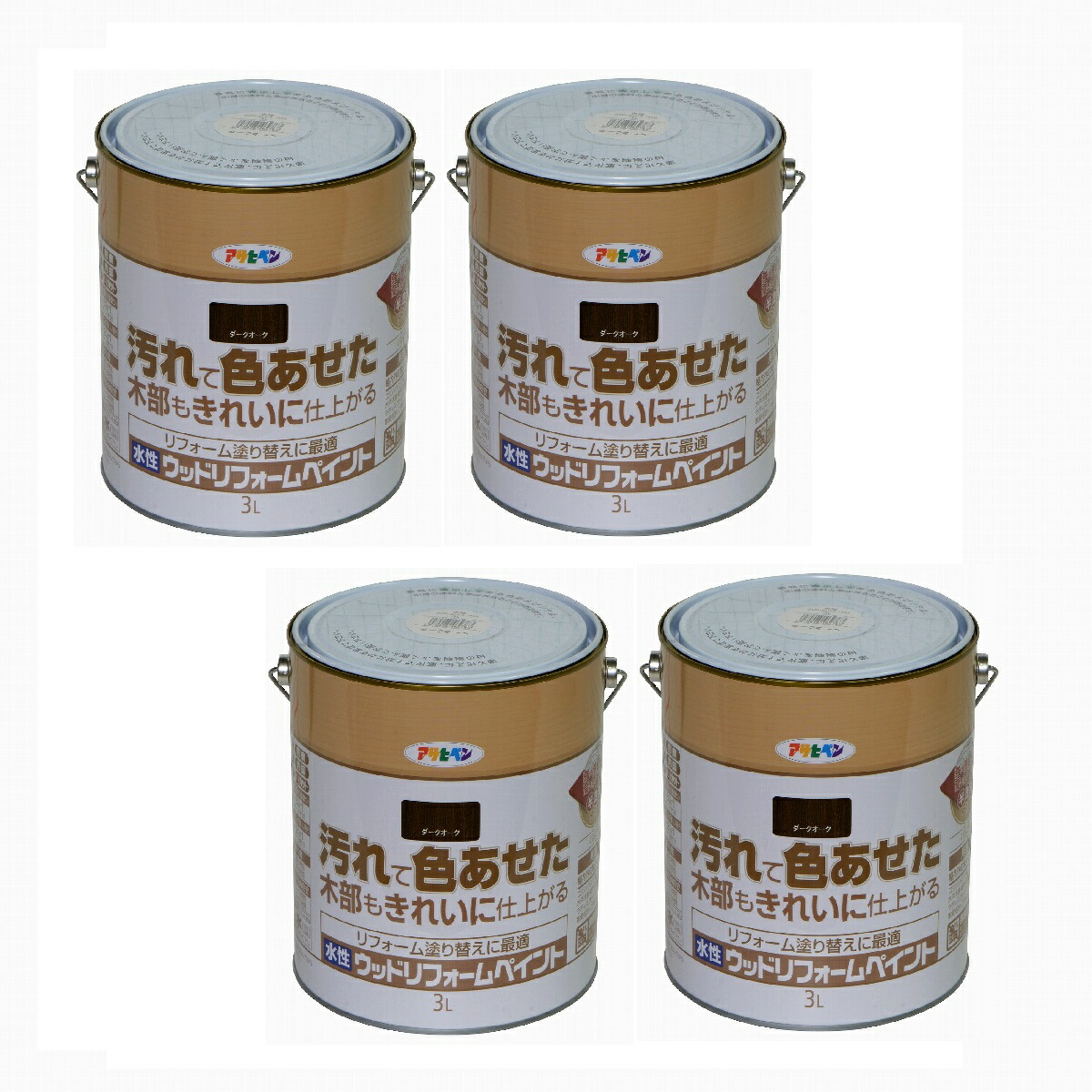 アサヒペン 水性ウッドリフォームペイント 3L ダークオーク 4缶セット