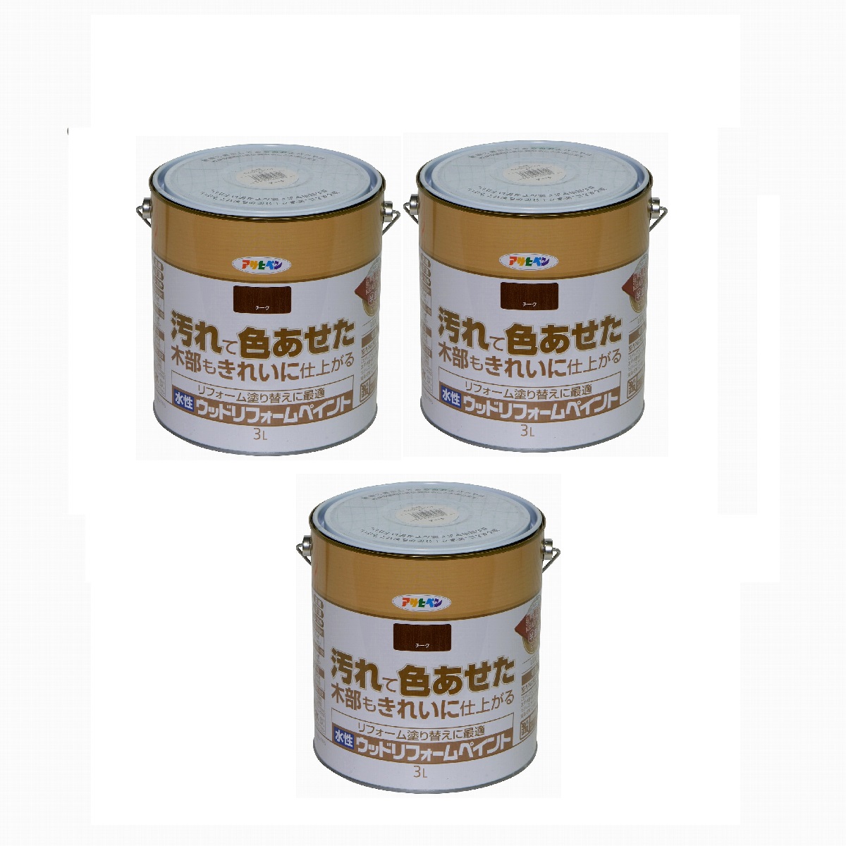 アサヒペン 水性ウッドリフォームペイント ３Ｌ チーク 3缶セット