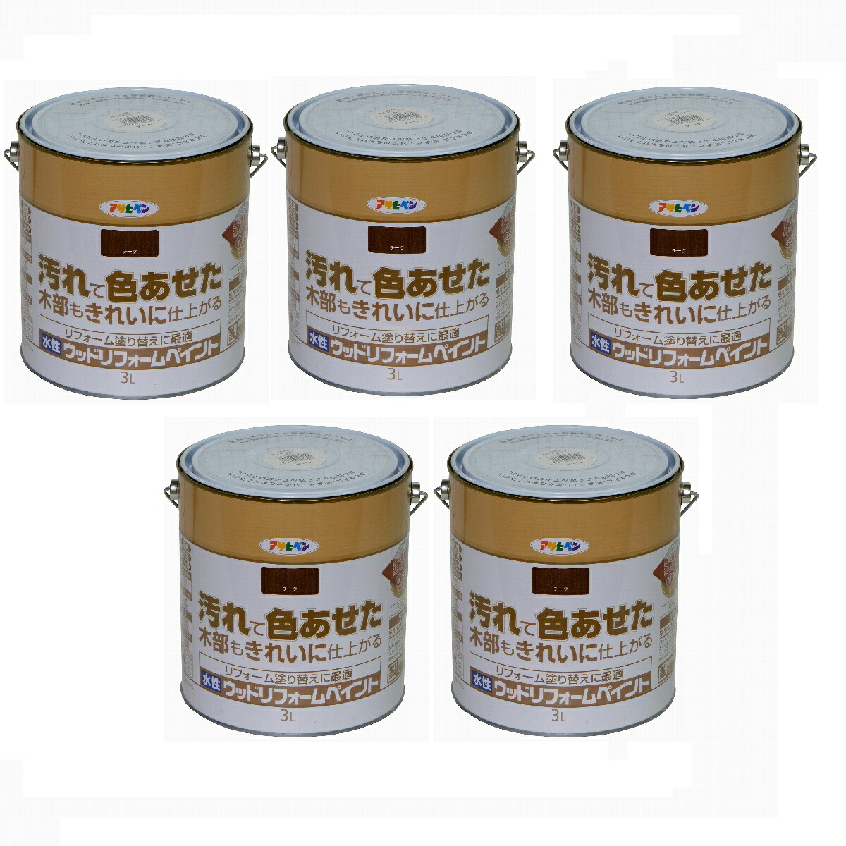 アサヒペン 水性ウッドリフォームペイント ３Ｌ チーク 5缶セット 24,320円