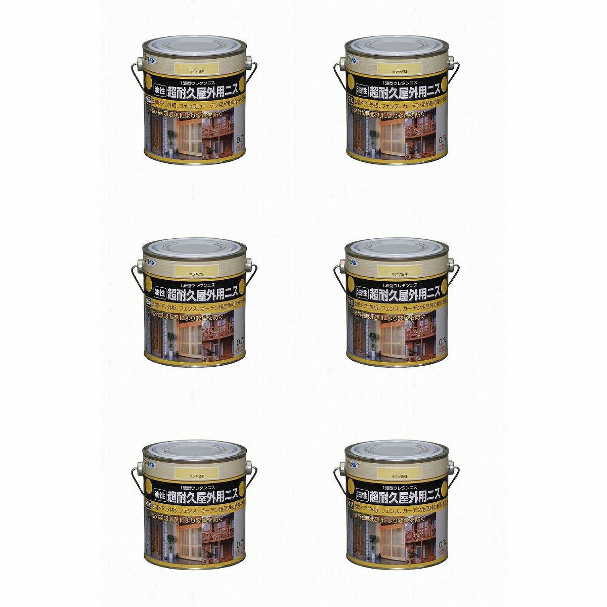 アサヒペン 超耐久屋外用ニス 0.7L 半ツヤ透明 6缶セット|buckteeth shop 店