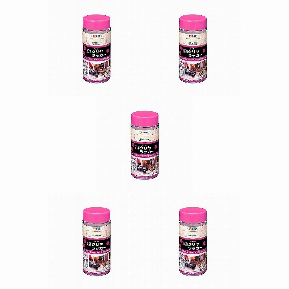 アサヒペン クリヤラッカー ３００ＭＬ 透明（クリヤ） 5缶セット