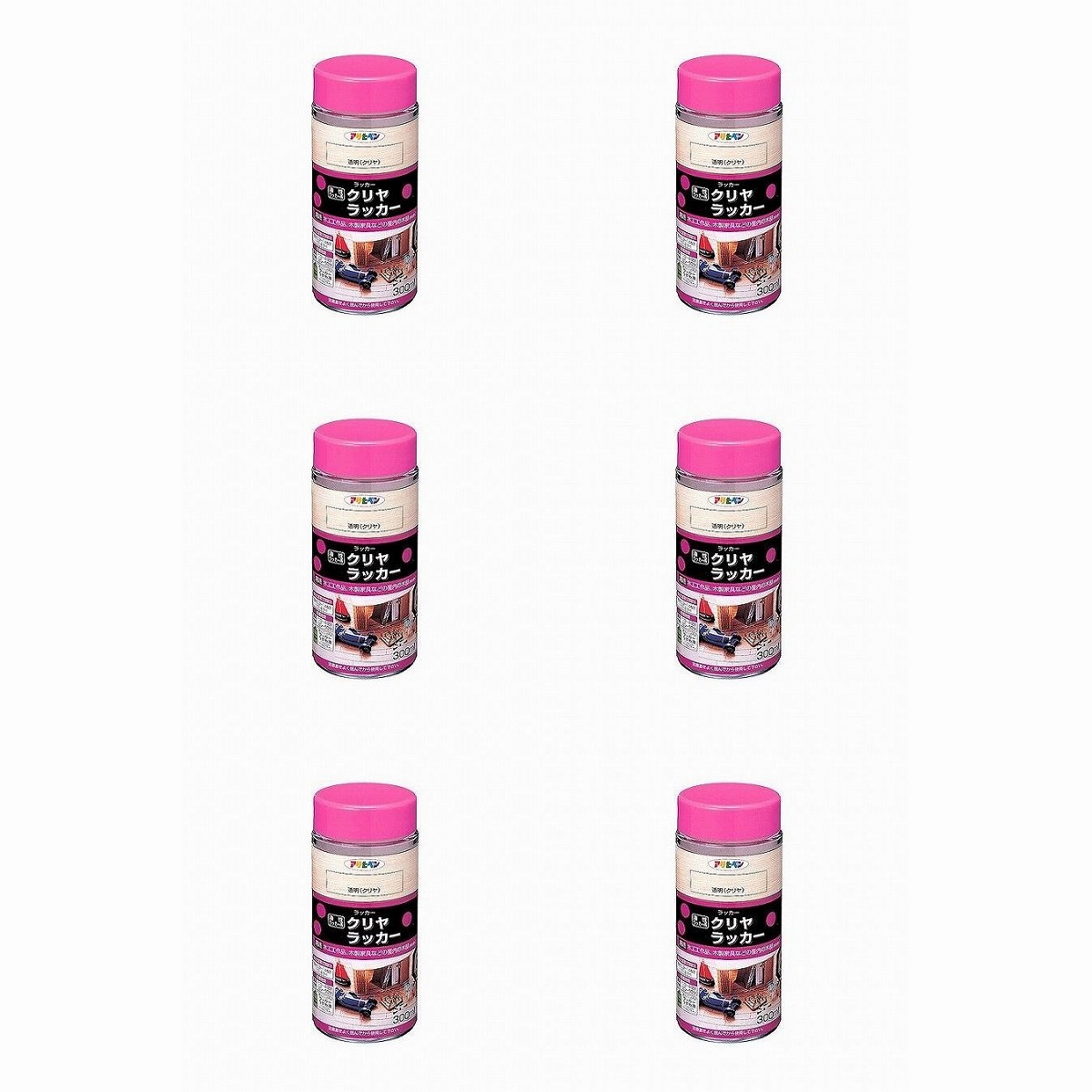 アサヒペン クリヤラッカー ３００ＭＬ 透明（クリヤ） 6缶セット