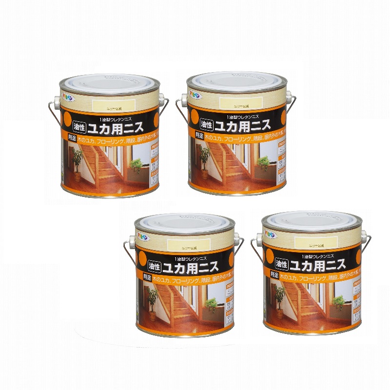 アサヒペン 油性ユカ用ニス ０．７Ｌ 半ツヤ透明 4缶セット｜buckteeth shop 店