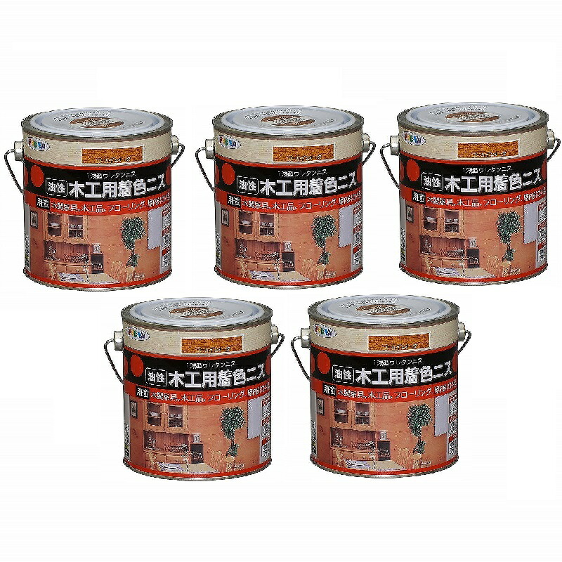 アサヒペン 木工用着色ニス 0.7L ゴールデンオーク 5缶セット|buckteeth shop 店