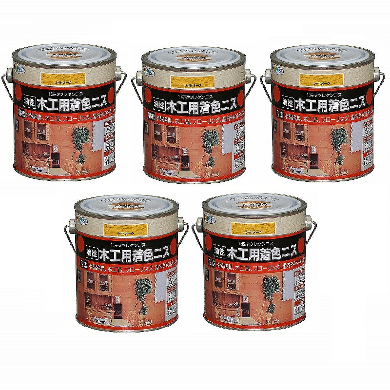 アサヒペン 木工用着色ニス ０．７Ｌ ライトオーク 5缶セット｜buckteeth shop 店