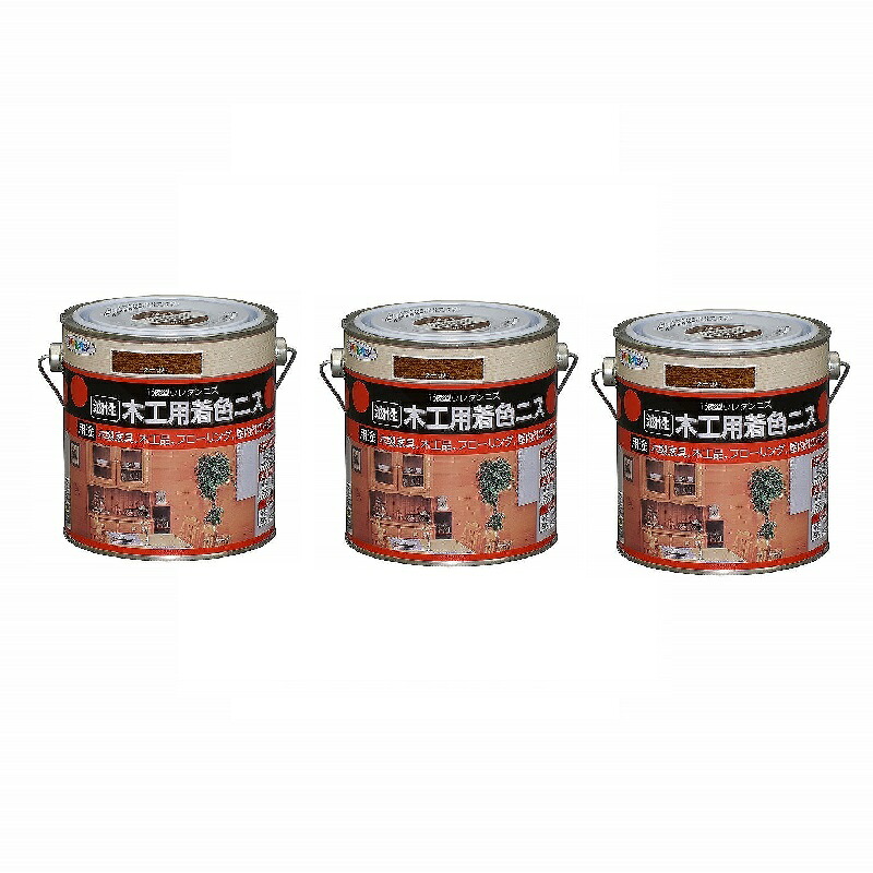 アサヒペン 木工用着色ニス ０．７Ｌ メープル 3缶セット