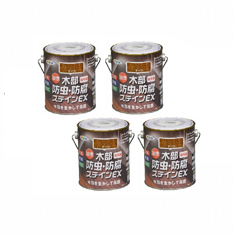 アサヒペン 油性木部防虫・防腐ステインＥＸ ０．７Ｌ チーク 4缶セット