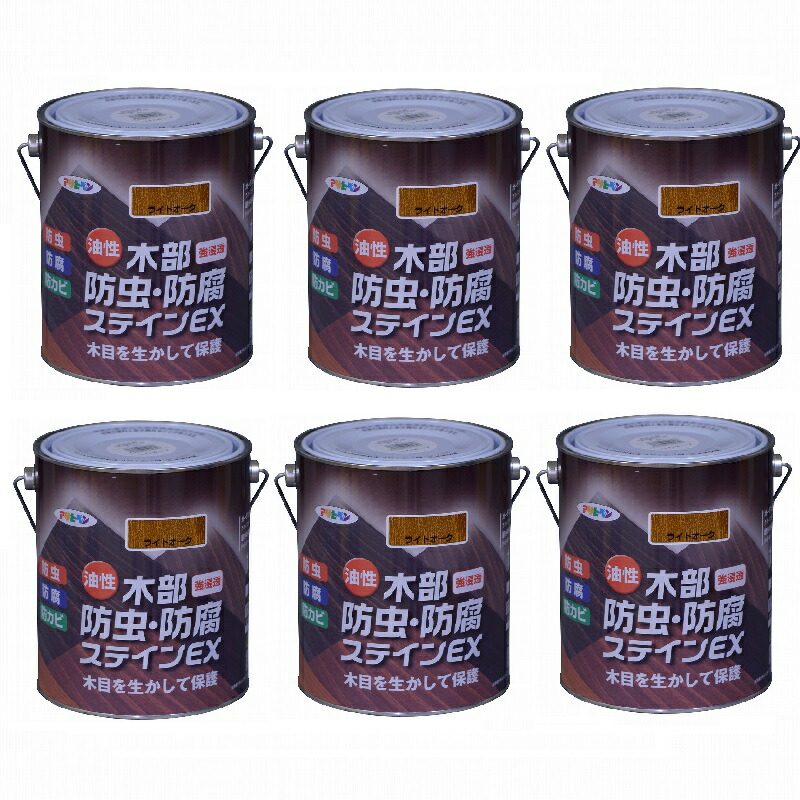 アサヒペン 油性木部防虫・防腐ステインＥＸ １．６Ｌ ライトオーク 6缶セット