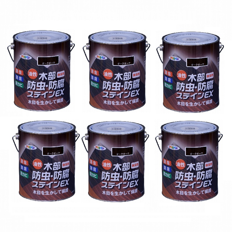 アサヒペン 油性木部防虫・防腐ステインＥＸ １．６Ｌ ダークオーク 6缶セット