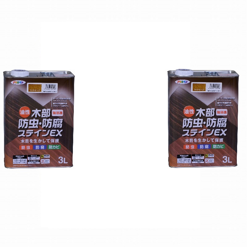 アサヒペン 油性木部防虫・防腐ステインＥＸ ３Ｌ ライトオーク 2缶セット｜buckteeth shop 店