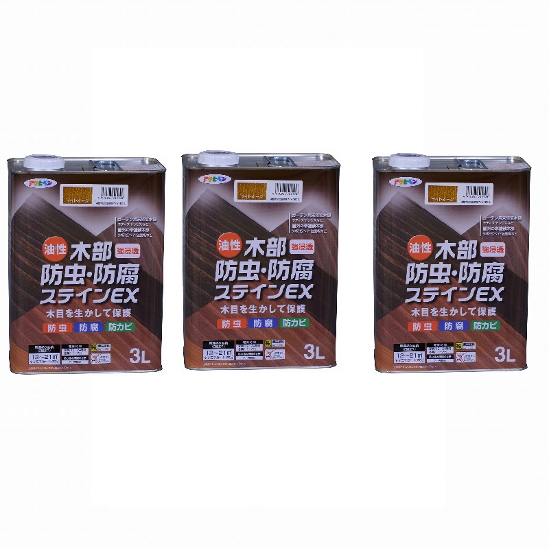 アサヒペン 油性木部殺虫剤・貯蔵ステはたご屋ＥＸ ３Ｌ ともし火オーク材 3缶仕掛ける