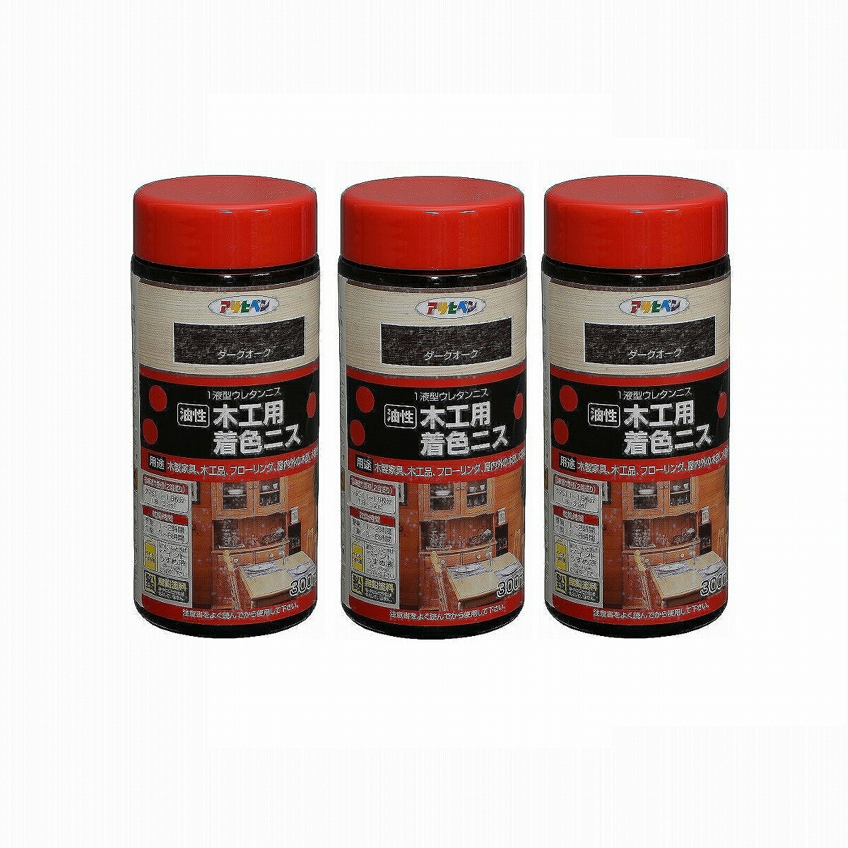 アサヒペン 木工用着色ニス ３００ＭＬ ダークオーク 3缶セット