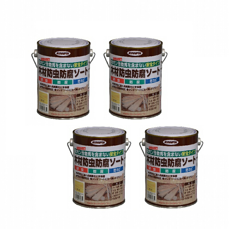 アサヒペン 木材防虫防腐ソート １Ｌ 透明（クリヤ） 4缶セット