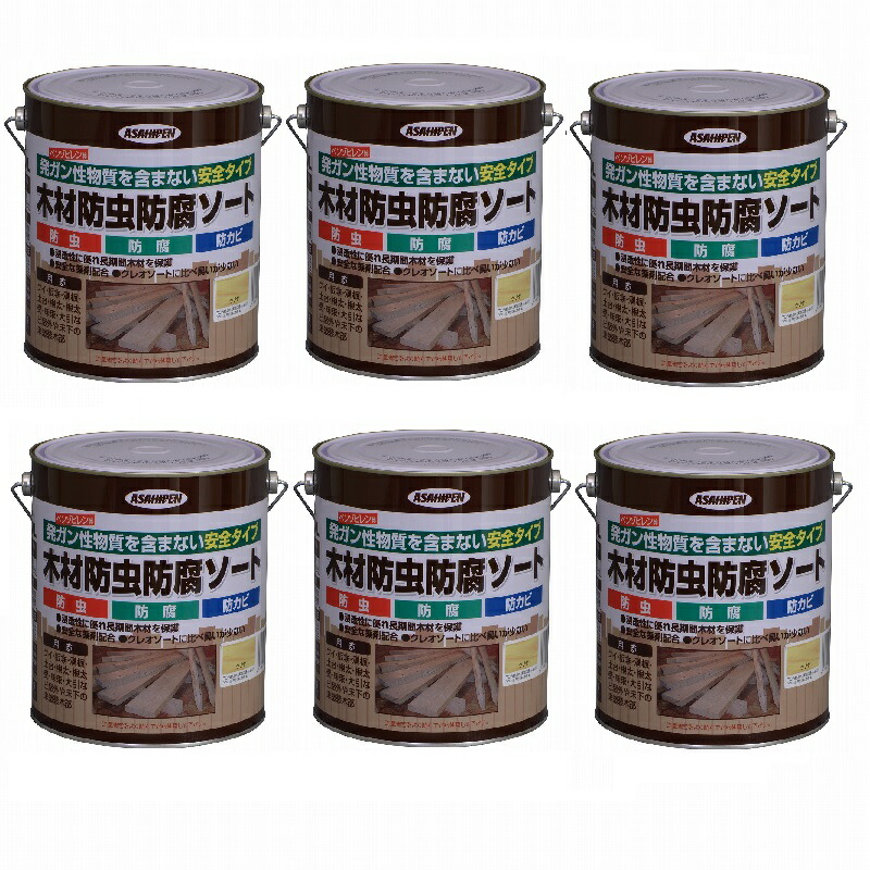 アサヒペン 木材防虫防腐ソート ２．５Ｌ 透明（クリヤ） 6缶セット