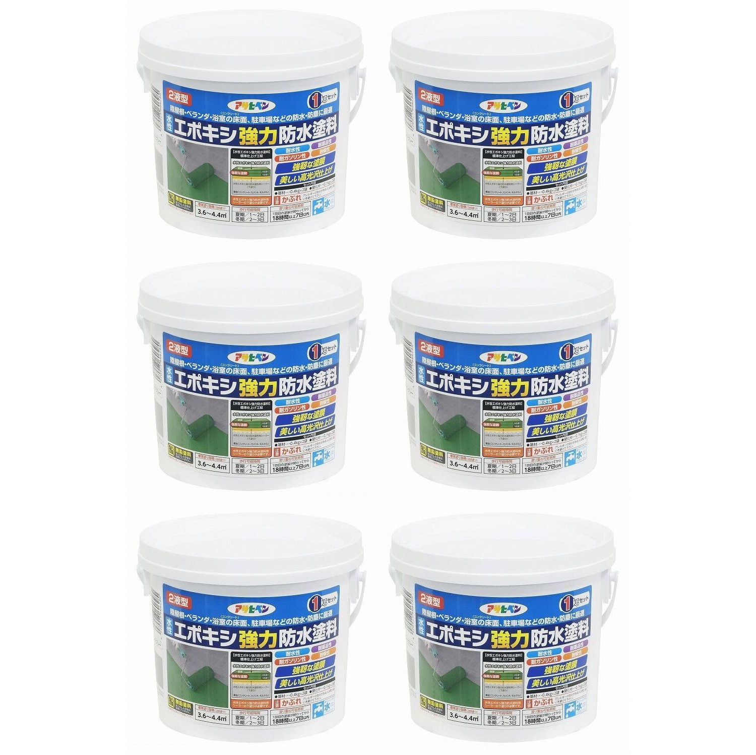 アサヒペン　水性エポキシ強力防水塗料　１ＫＧセット　ライトグレー 6個セット